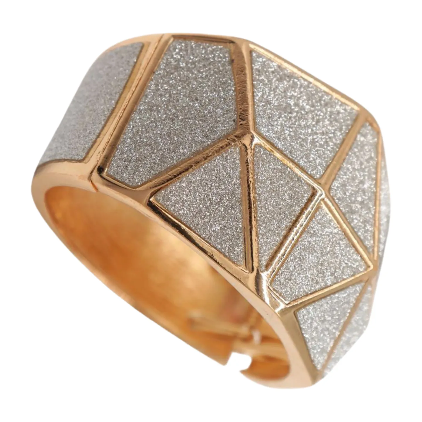 Women Gold Metal Wide Bracelet Silver Sparkling Glitter