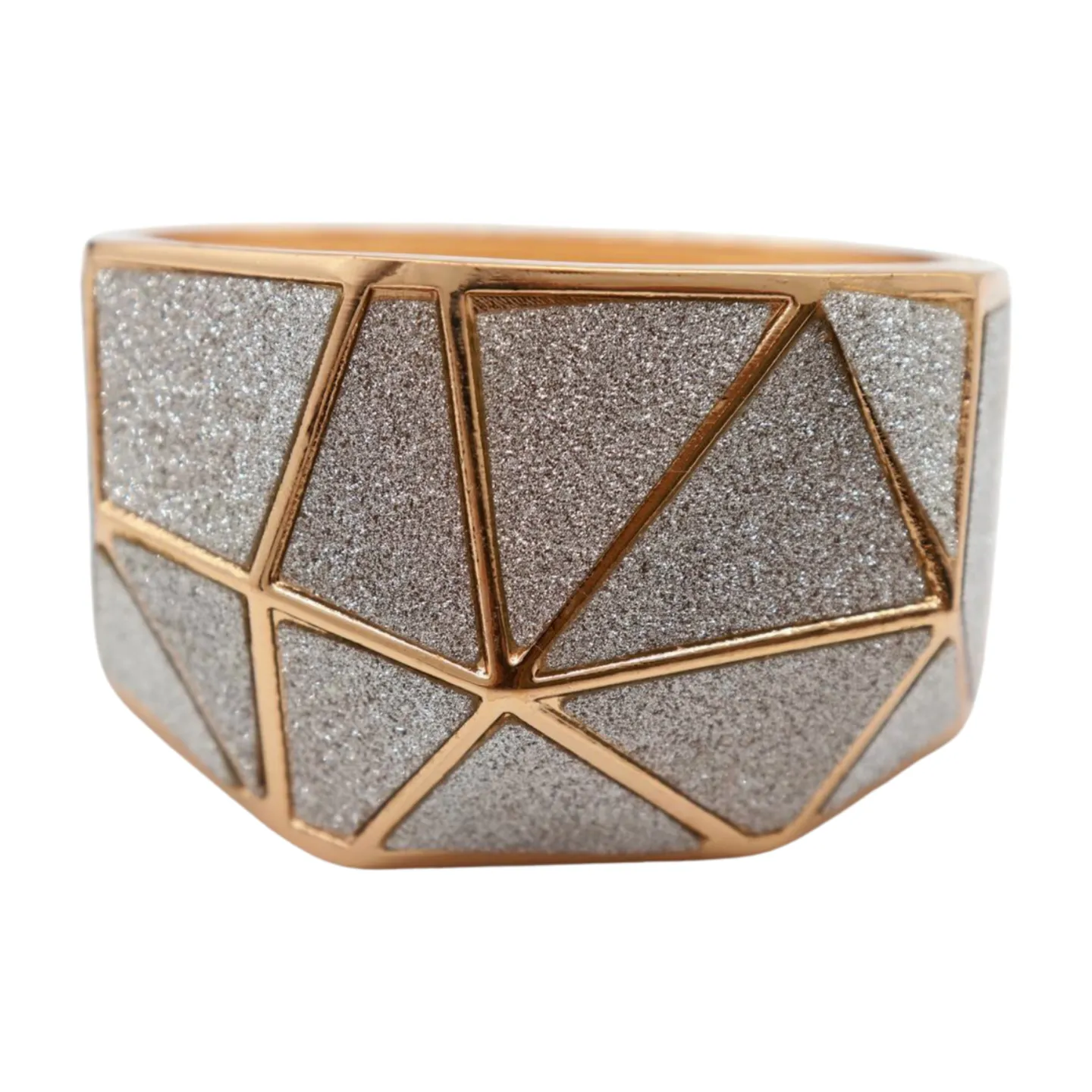 Women Gold Metal Wide Bracelet Silver Sparkling Glitter