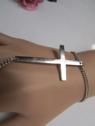 Women Gold Metal Wide Bracelet Silver Sparkling Glitter