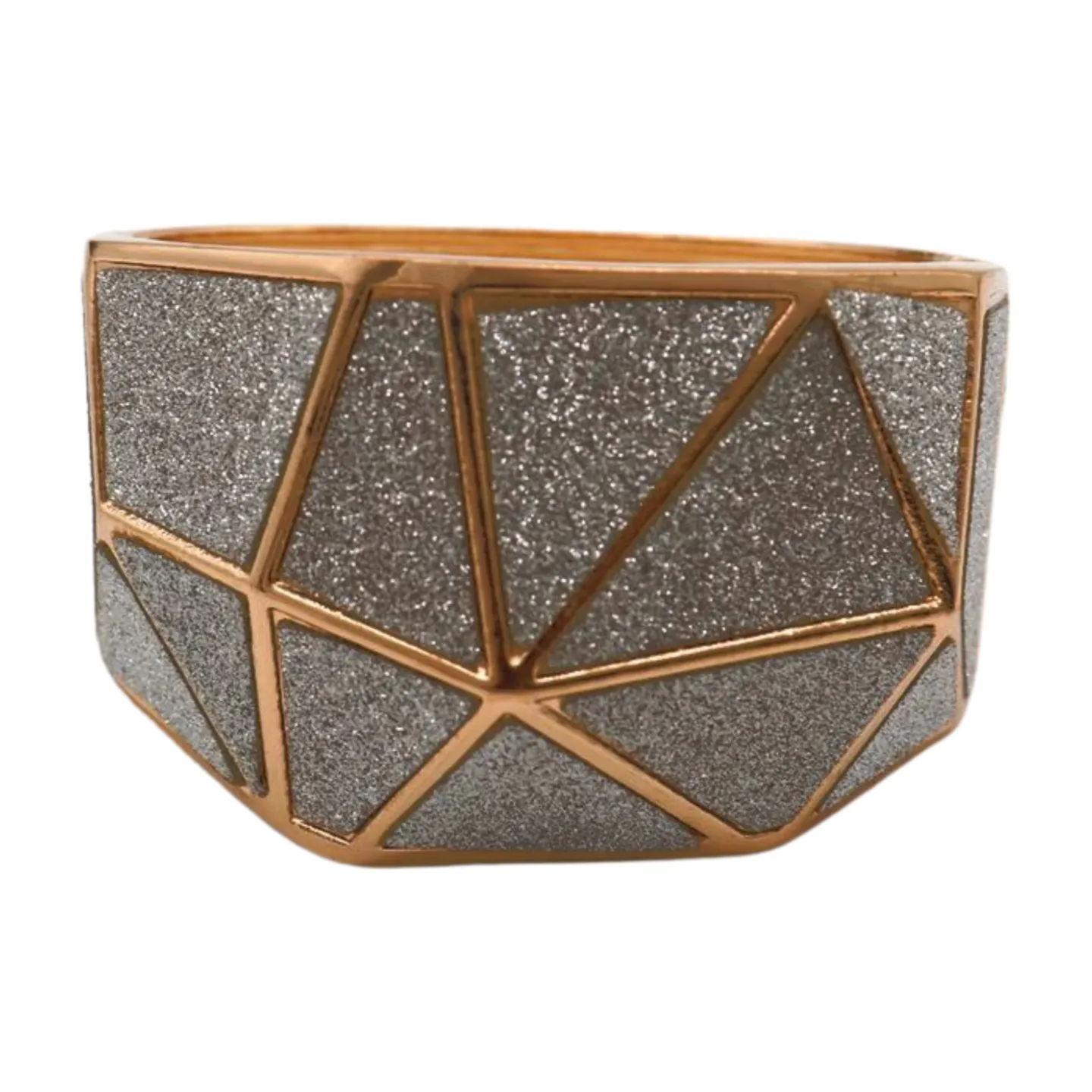 Women Gold Metal Wide Bracelet Silver Sparkling Glitter