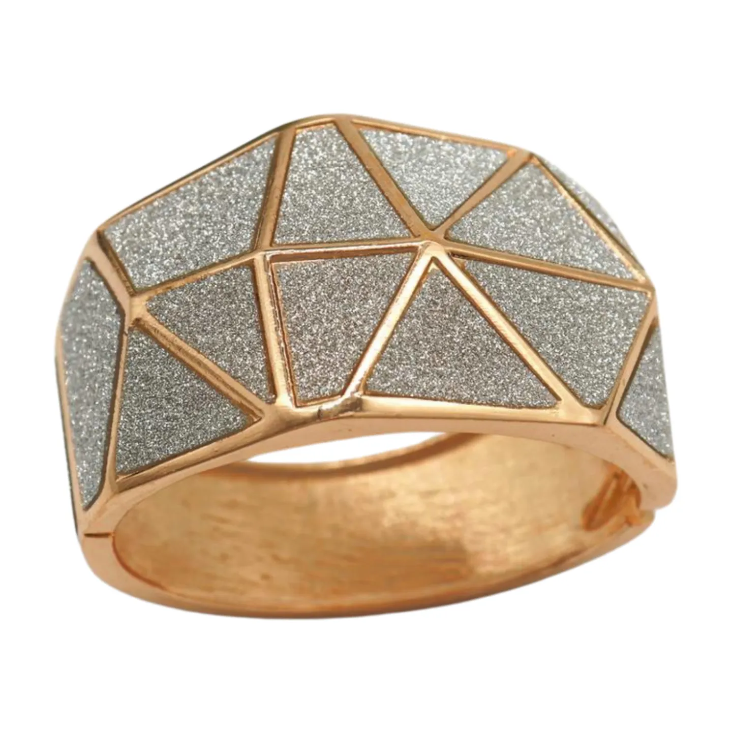 Women Gold Metal Wide Bracelet Silver Sparkling Glitter