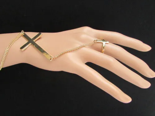 Women Gold Metal Wide Bracelet Silver Sparkling Glitter