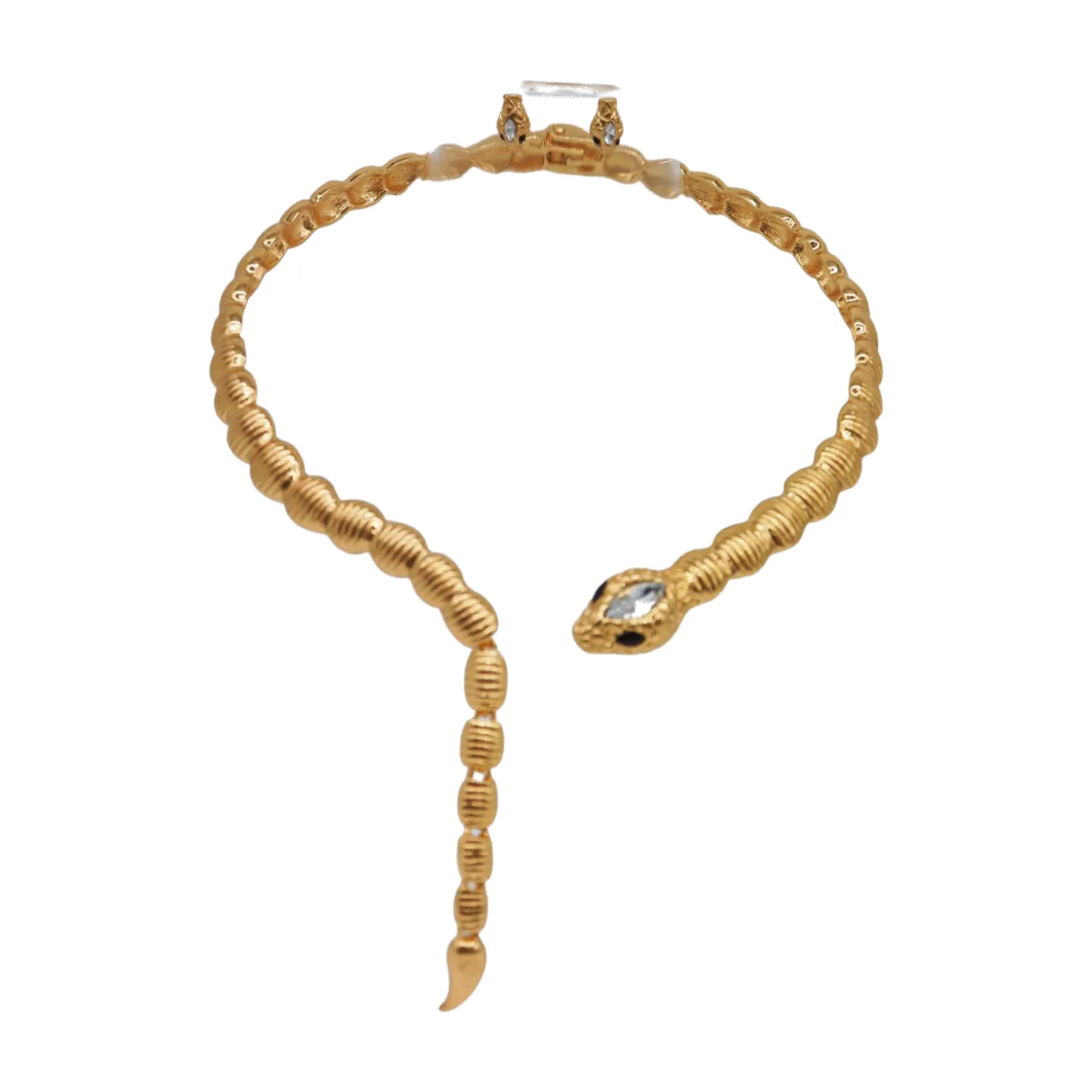 Women Gold Metal Wrap Around Short Snake Necklace   Earrings Set