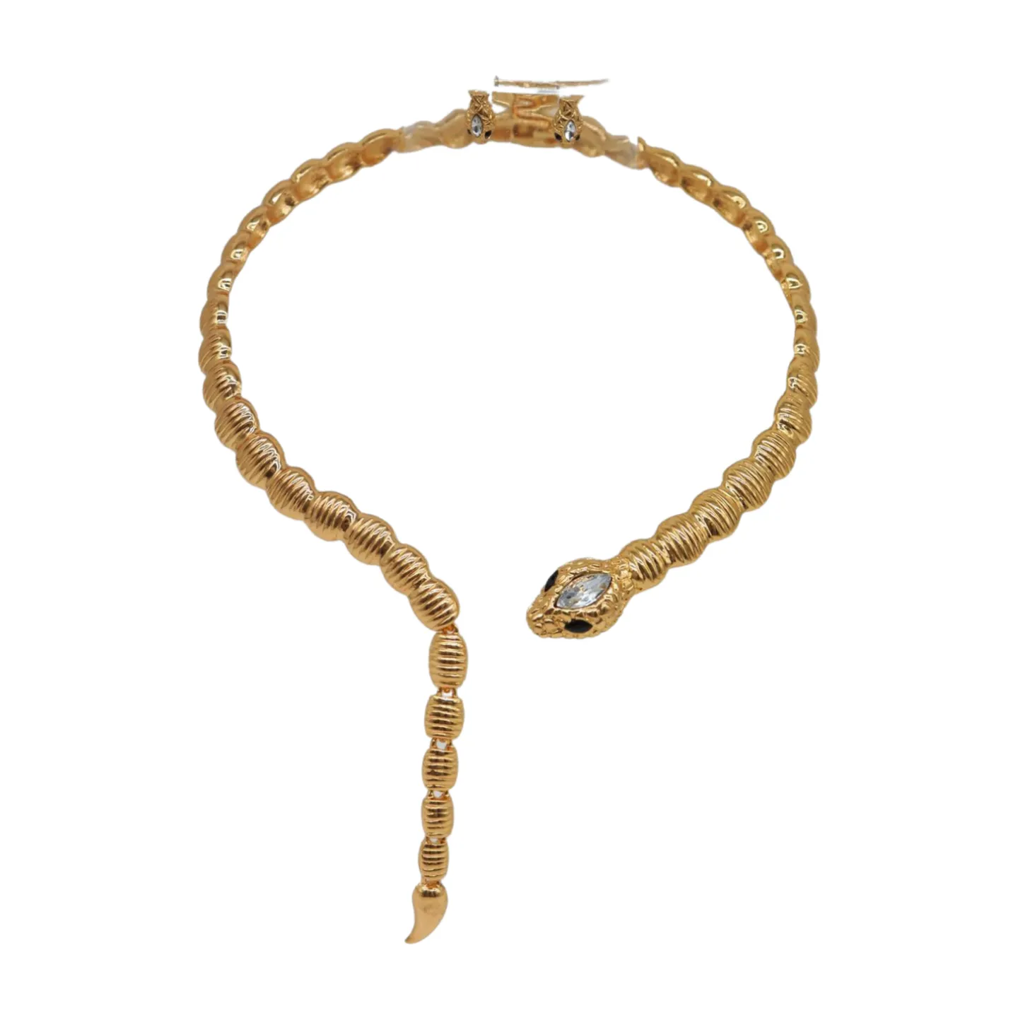 Women Gold Metal Wrap Around Short Snake Necklace   Earrings Set
