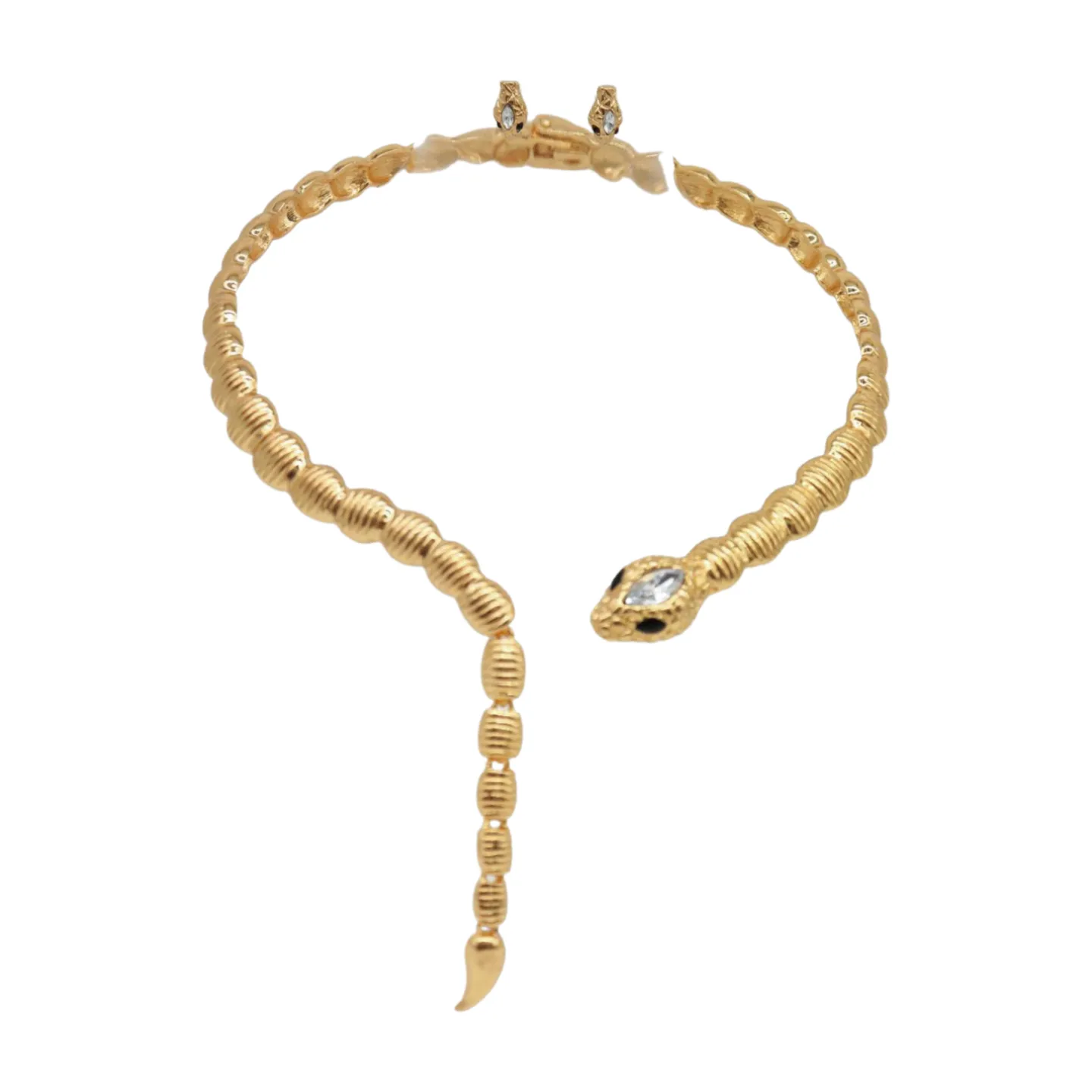 Women Gold Metal Wrap Around Short Snake Necklace   Earrings Set