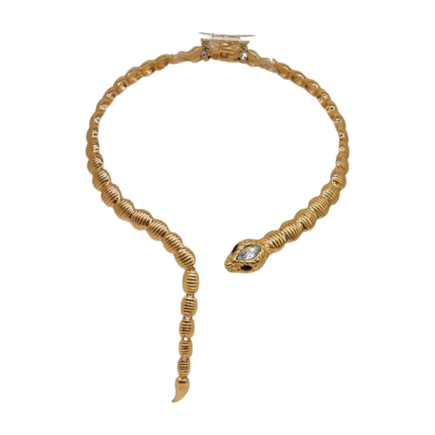 Women Gold Metal Wrap Around Short Snake Necklace   Earrings Set