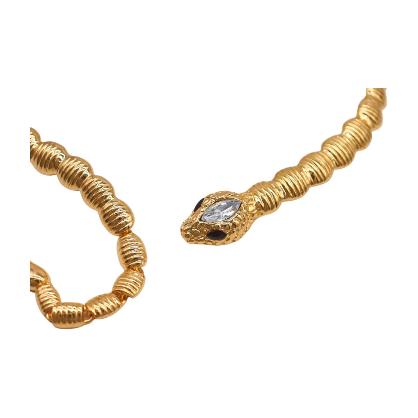 Women Gold Metal Wrap Around Short Snake Necklace   Earrings Set