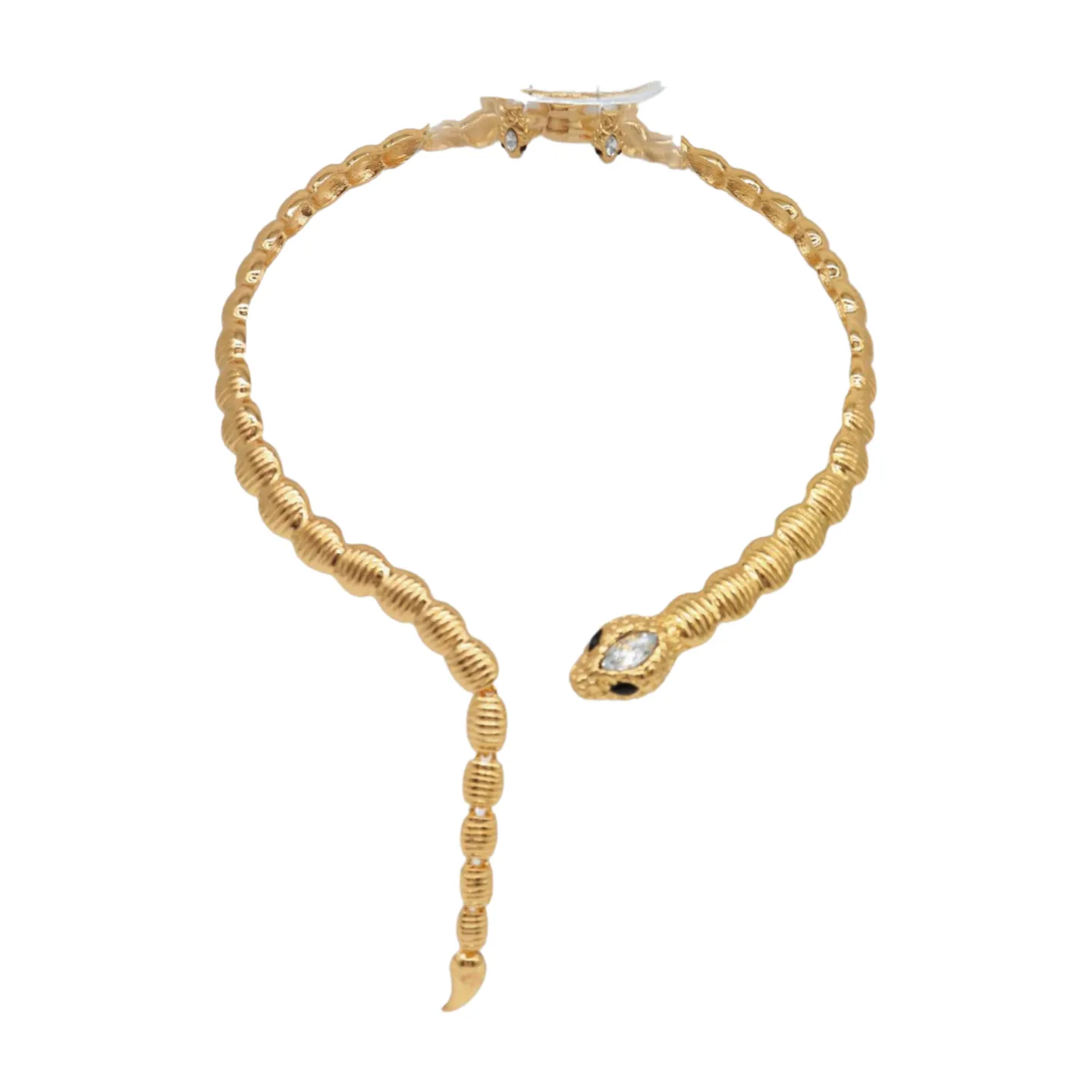 Women Gold Metal Wrap Around Short Snake Necklace   Earrings Set