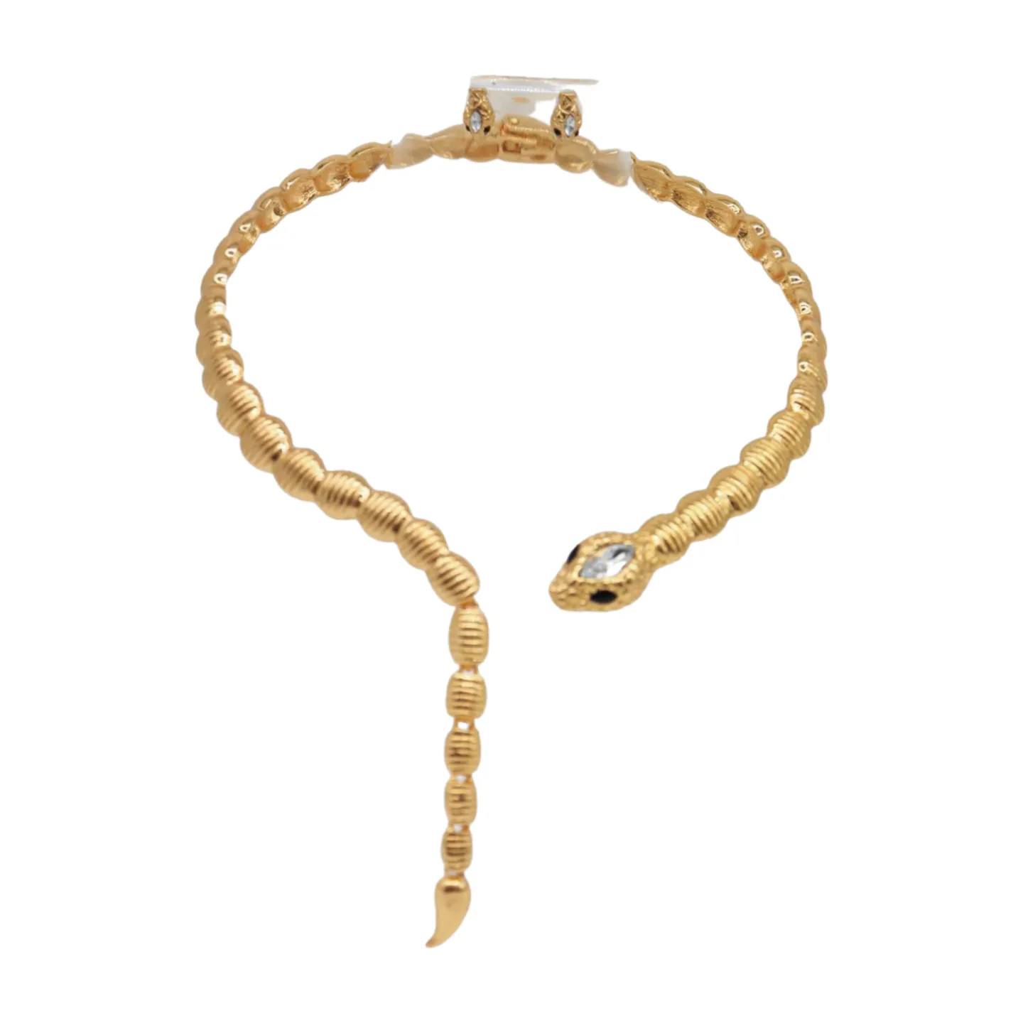 Women Gold Metal Wrap Around Short Snake Necklace   Earrings Set