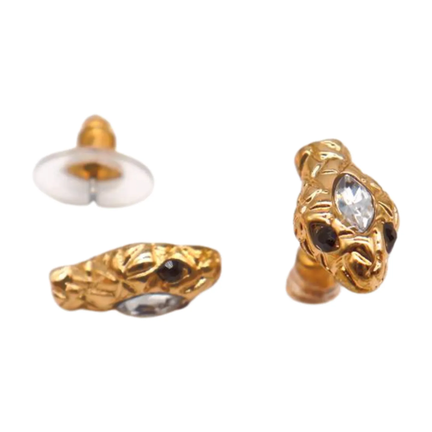 Women Gold Metal Wrap Around Short Snake Necklace   Earrings Set