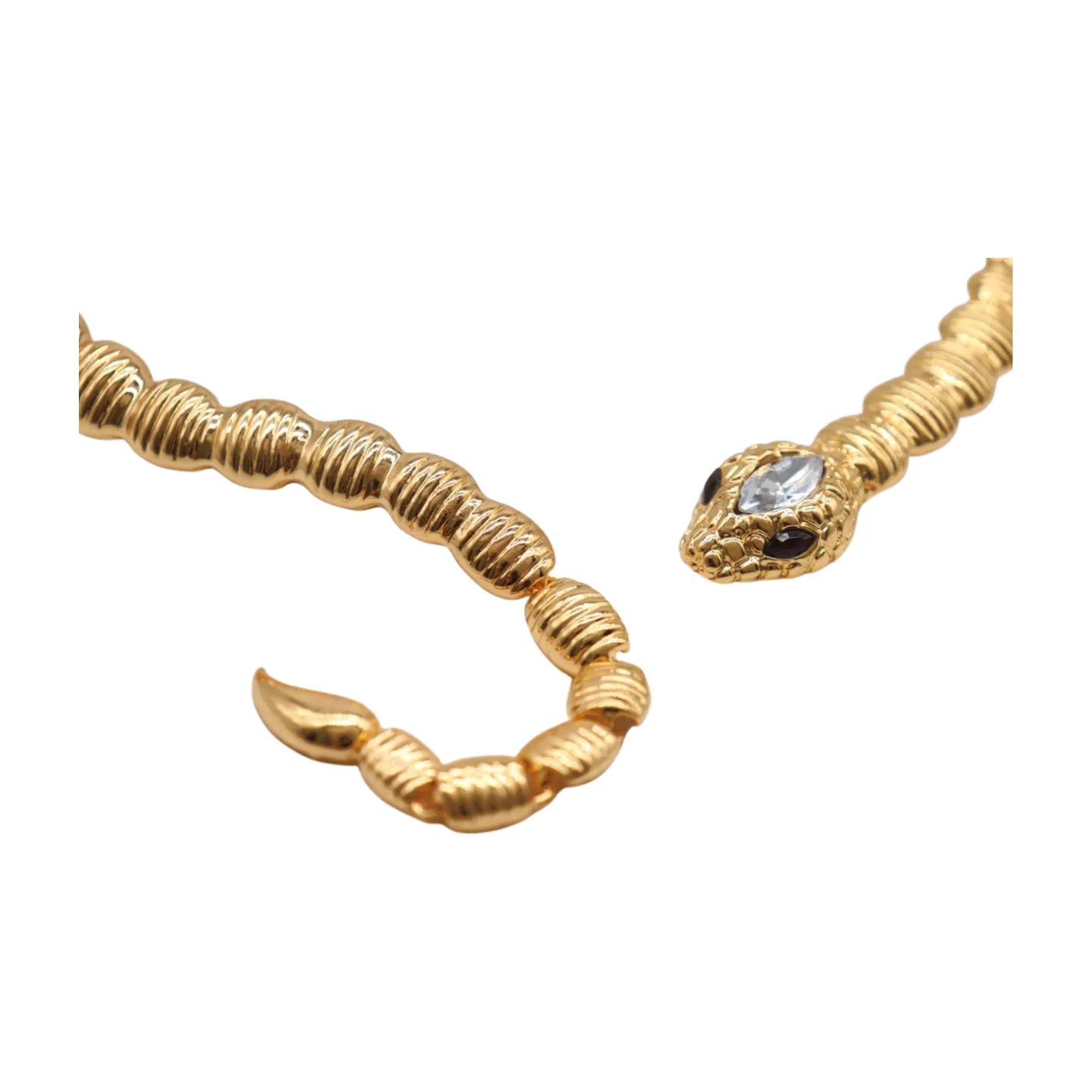 Women Gold Metal Wrap Around Short Snake Necklace   Earrings Set