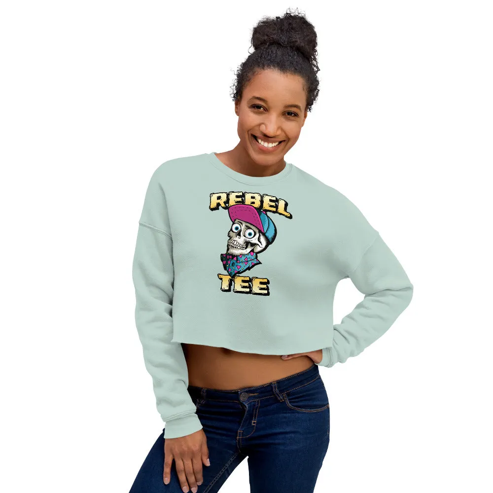 Women Rebel Tee Skull Crop Sweatshirt