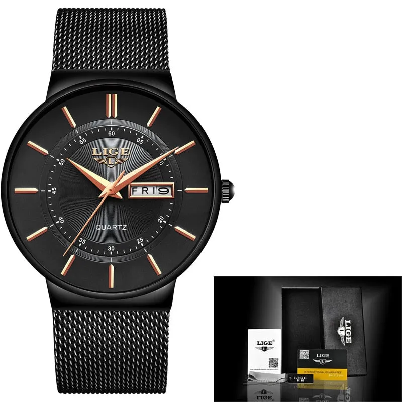Women Ultra-thin Calendar Week Quartz Watch Ladies Waterproof watch