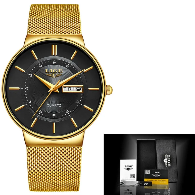 Women Ultra-thin Calendar Week Quartz Watch Ladies Waterproof watch