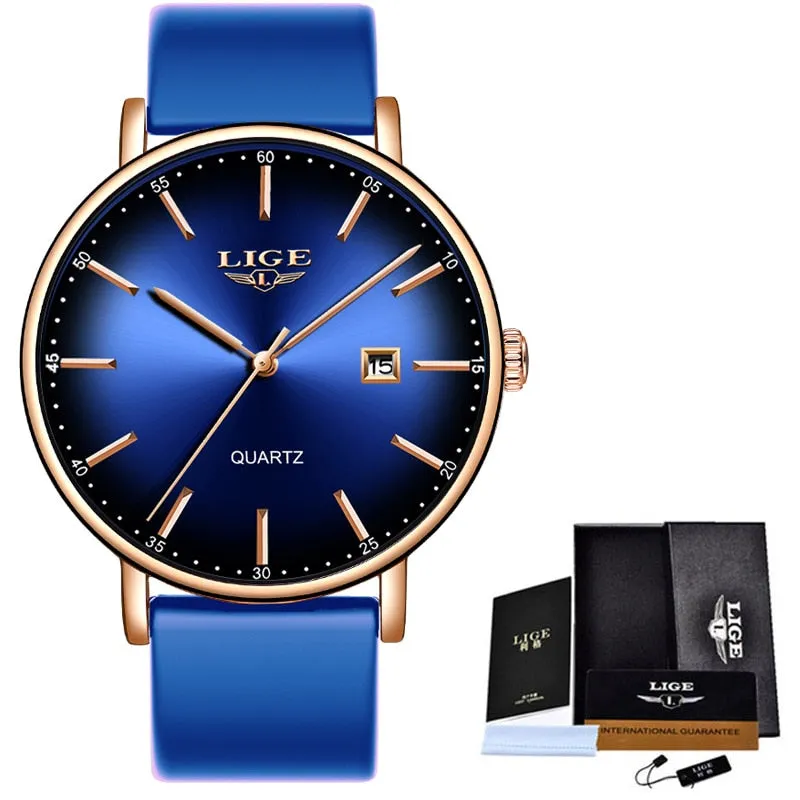 Women Ultra-thin Calendar Week Quartz Watch Ladies Waterproof watch