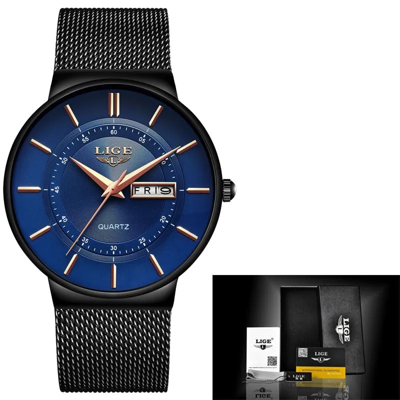 Women Ultra-thin Calendar Week Quartz Watch Ladies Waterproof watch