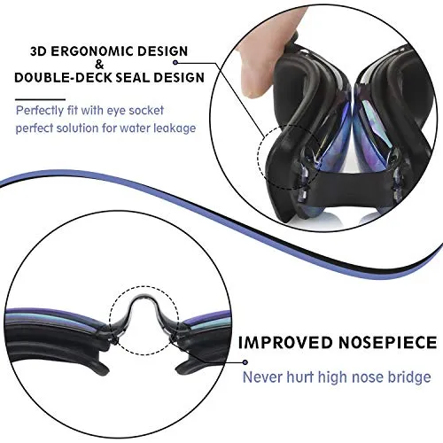 Yizerel Swim Goggles, 2 Pack Swimming Goggles for Adult Men Women Youth Kids Child, No Leaking Anti Fog UV 400 Protection Waterproof 180 Degree Clear Vision Triathlon Pool Goggles