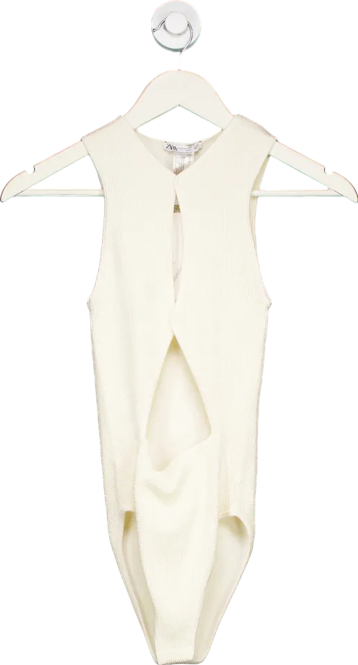 ZARA White Sleeveless Bodysuit UK XS