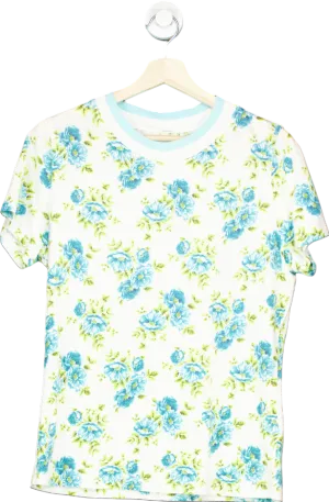 Zimmermann White/Blue Floral Print Knit Top UK 3